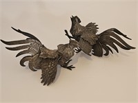 VTG 1950S SILVERPLATED HEAVY FIGHTING ROOSTERS