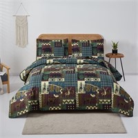 WFF8723  Essen Lodge Moose Bear Quilt, Queen Size