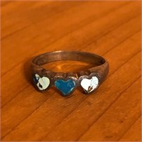 Sterling Silver 3 Heart Ring
