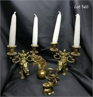 (2) Bells, (2) Candle Holders