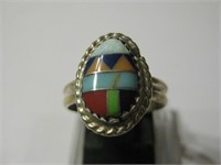 Southwest SS Multi Stone Ring - Hallmarked