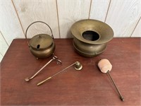 Vintage Brass Spittoon & Brass Fire Pot