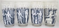 4 Mid-Century Egyption Gods 6" Glasses