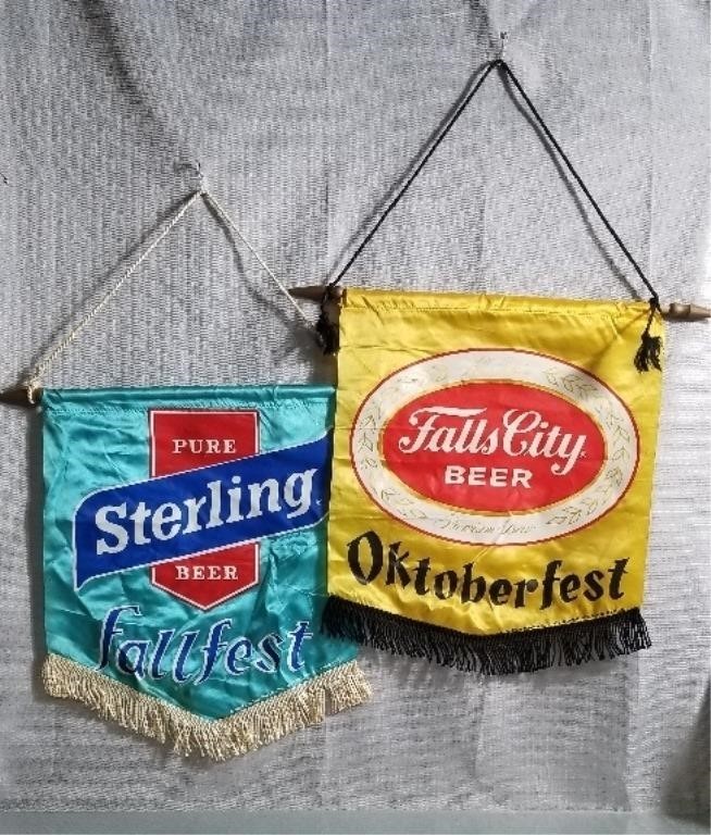 2 Vintage Bar Banners, Falls City and Sterling