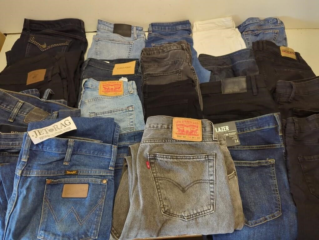 Box of 20 pairs jeans - Express, Levi's, Calvin