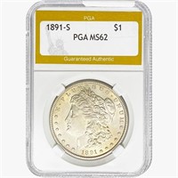 1891-S Morgan Silver Dollar PGA MS62