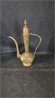 Vtg Etched Brass Aftaba Ewer 12" Tall