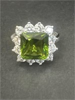 Sterling Silver CZ Peridot Ring