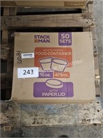 16oz paper food containers & lids 50-sets