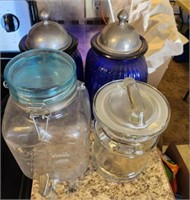 Pair of Blue Canisters, Yorkshire Glass Drink