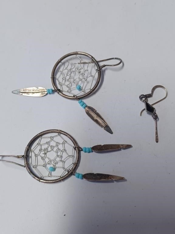 Marked 925 Earring Lot to Include Dreamcatcher