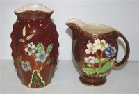 Crown Devon "ROUGE ROYALE"  vase and jug