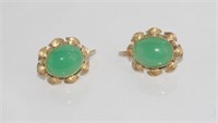 9ct yellow gold and Aust. chrysoprase earrings
