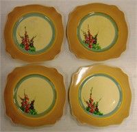 Four Clarice Cliff "Hollyhock"side plates