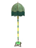 61"H 1920's Jadite & Vaseline Glass Floor Lamp