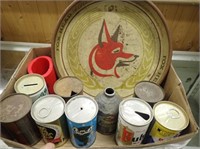Collector Beer Cans, Fox Head Beer Tray -13" Diam,