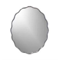 $180 - Sabrina Oval Wave Mirror Silver 24" x 30"