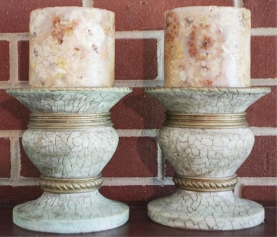Pair of Candle Holders - 9.5" tall