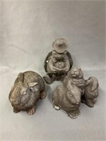 (3) Resin Garden Figurines