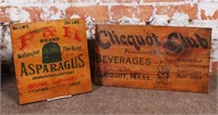 2 Advertising Wood Crate Panels for Asparagus &