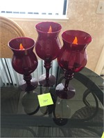 Red glass candleholders #105