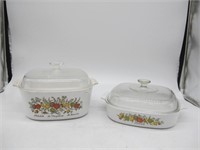 LOT OF 2 L'ECHALOTE MATCHING FALL DISHES W/ TOPS