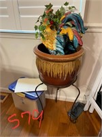 ROOSTER PLANTER, PLANTER & STAND