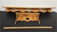 (2) Wooden Shelves w Heart Cutouts