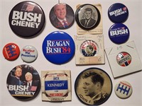 14 Vintage Political Button Pins BR10B11