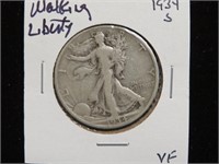 1934 S WALKING LIBERTY HALF DOLLAR 90%