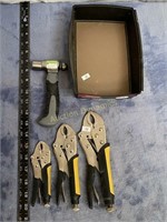 Locking Plyers Set & Small Handle Hammer
