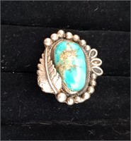 Sterling Silver & Turquois Ring (Size 7.5)