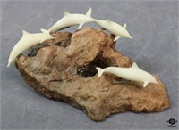 John Perry Dolphins On Driftwood Figurine