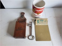 clip board key Campbell's and bottle opener