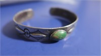 Sterling Silver Bracelet w/Turquoise & Swastikas