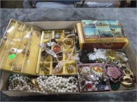 FLAT OF ASST. JEWELRY W/JEWELRY BOXES