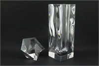 Steuben Art Glass Sculpture & Nambe Glass Vase