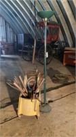 Floor Lamp and Mop Bucket with Contents