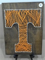 String Art with Orange T for Tennessee on wood