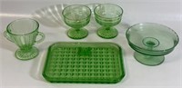 GREAT LOT OF 1940'S GREEN URANIUM GLASS DISHES