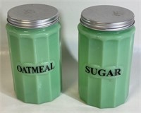 NICE LARGE CONTEMPORARY JADEITE KITCHEN CANISTERS