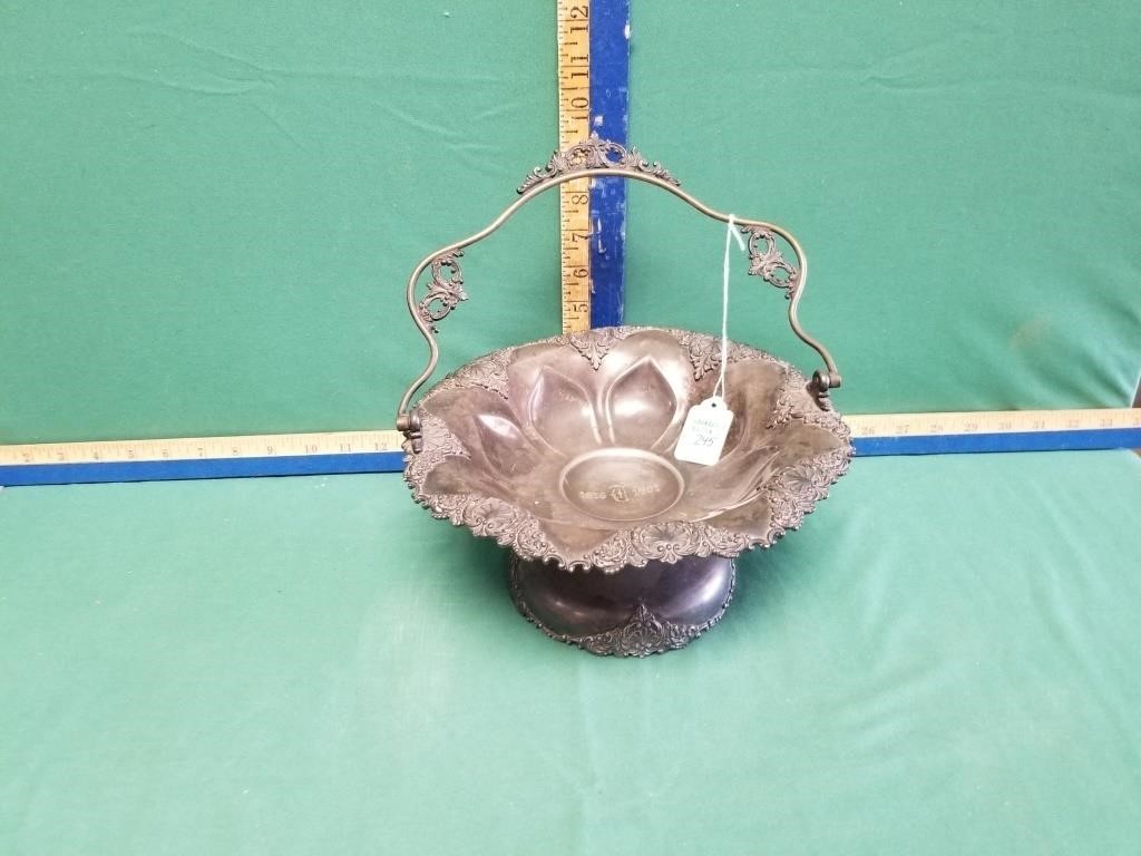 SILVER PLATE BASKET ENGRAVED 1876-1901