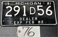 1981 Dealer Michigan License Plate