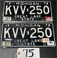 Set of 1979 Michigan License Plates