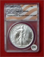 1985 American Eagle ANACS MS68 Overstruck Design