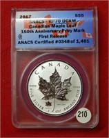 2017 Canada Silver $5 Maple Leaf ANACS RP70DCAM