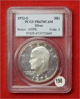 1972 S Eisenhower Silver Dollar PCGS PR67dcAM