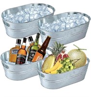 4 PACK GALVANIZED TUB 4 GALLON ICE BUCKET LARGE