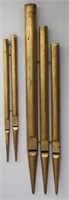 2 CONTEMPORARY GILT WOOD ORGAN STYLE PIPES, 2 + 3