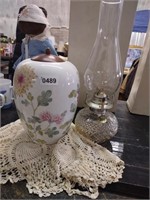 Ginger Jar, Doily & Oil Lamp